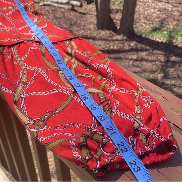 Kentucky Derby Bound! Skye's the Limit Red and Brown Equestrian Chain Dress - Picture 8 of 8